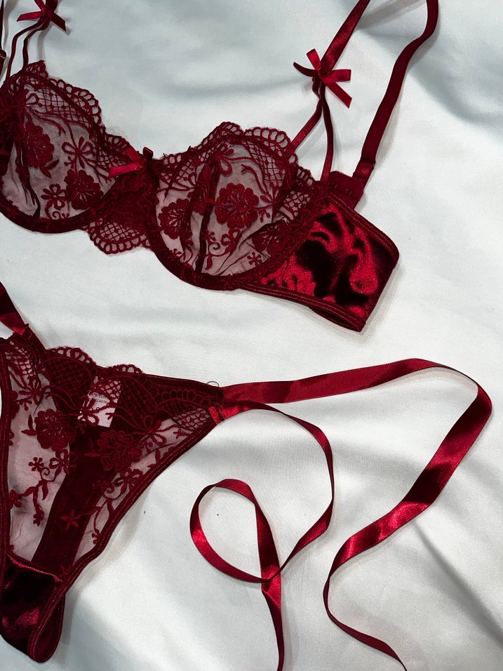 Koyu Kırmızı Bralet Takımı - Görsel 2