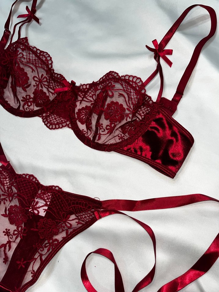 Koyu Kırmızı Bralet Takımı - Görsel 3