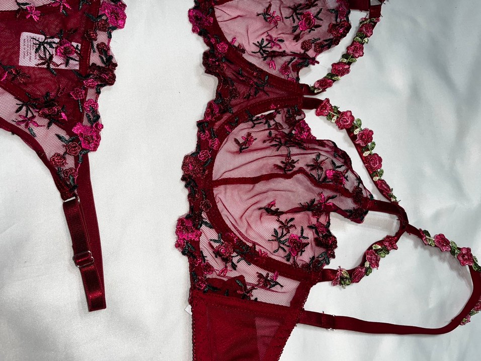 Bordo Dantelli Bralet Takımı - Görsel 2