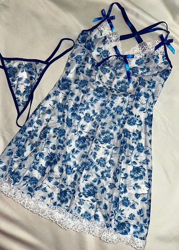 Mavi Çiçek Desenli Hemşire Korsesi - Görsel 2