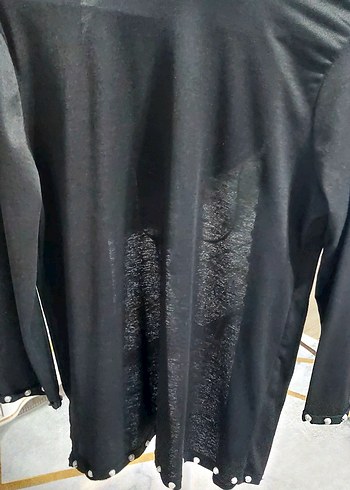 l Beden siyah Renk İnci detaylı L beden midi hirka