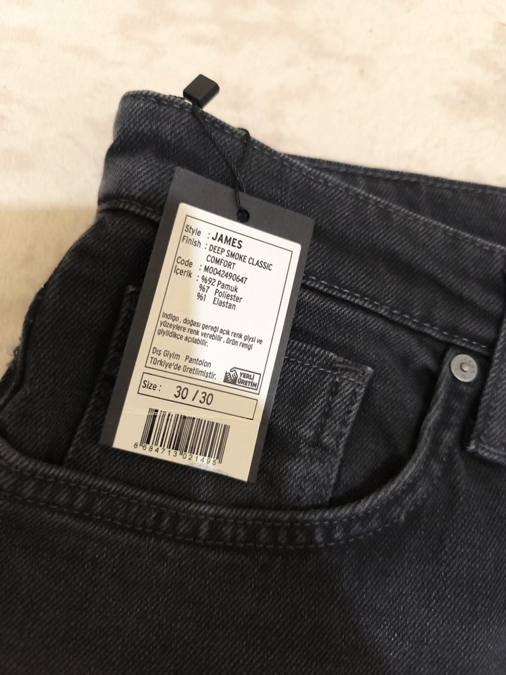 Mavi Siyah Erkek Denim Pantolon - Görsel 3