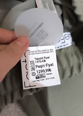 Defacto haki renk dokuma pantolon - Görsel 15