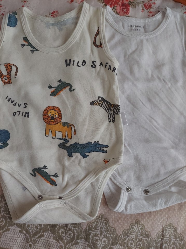 Pamuklu, düğmeli, baskılı askısız bebek body - Görsel 2