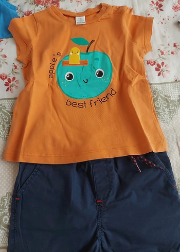 Turuncu Baskılı Bebek Erkek Takımı