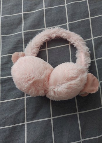 Pembe Peluş Nakışlı Kız Kulaklık - Görsel 3