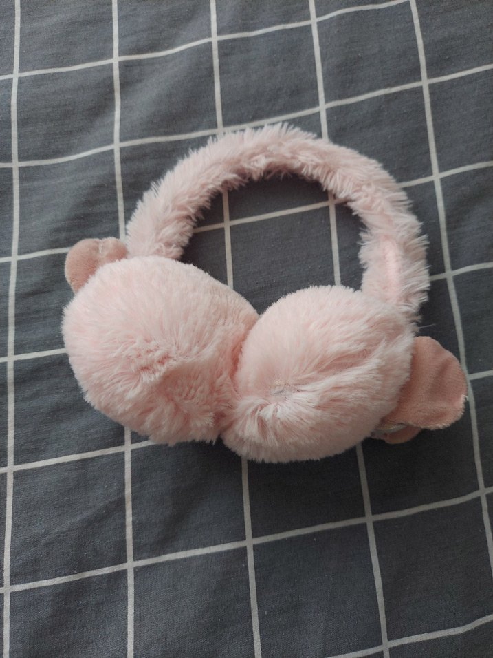 Pembe Peluş Nakışlı Kız Kulaklık - Görsel 3