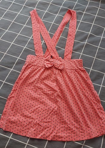 Puantiyeli Pembe salopet - Görsel 2