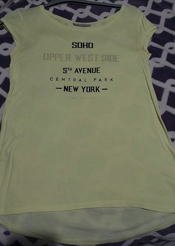 Sarı Kadın Baskılı Kısa Kollu Tişört - Görsel 3