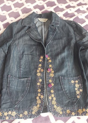 Nakışlı Kadın Denim Ceket - Görsel 4