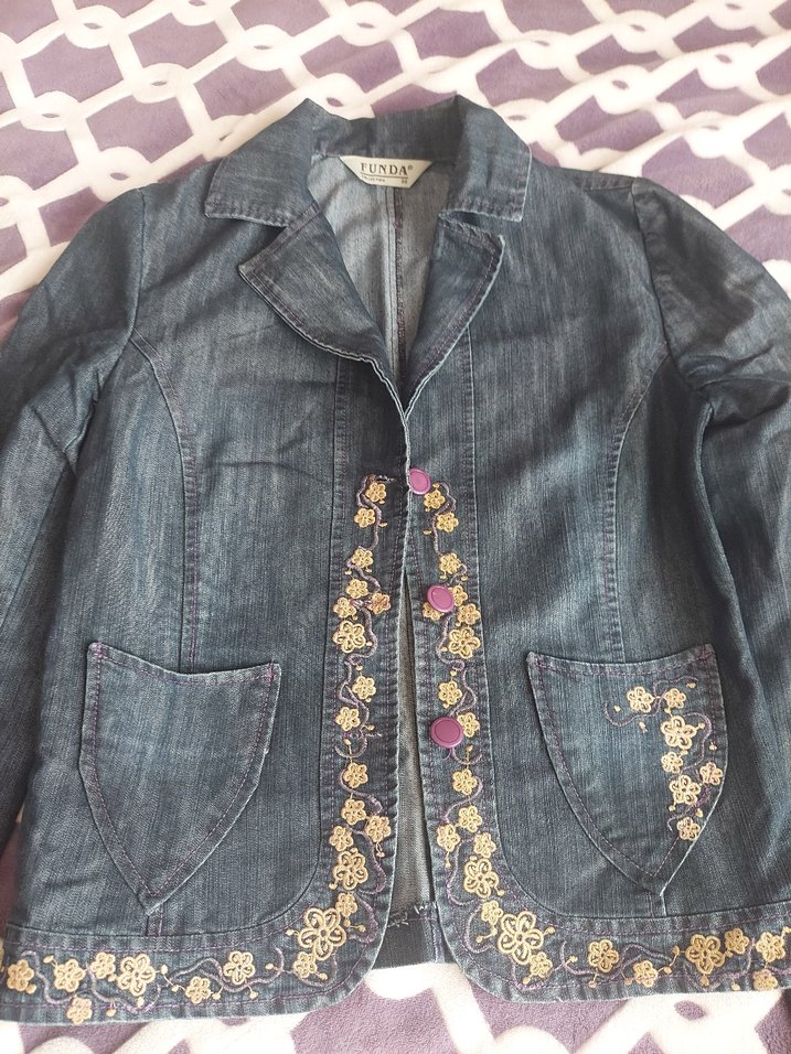 Nakışlı Kadın Denim Ceket - Görsel 4