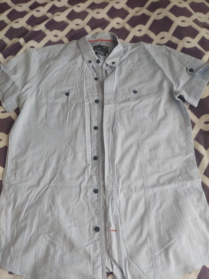 Açık maviKeten Kısa Kollu Erkek Gömlek - Görsel 3