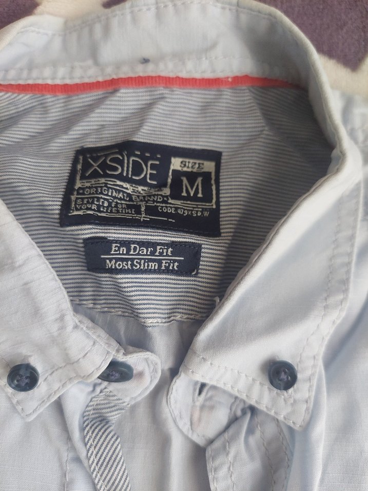 Açık maviKeten Kısa Kollu Erkek Gömlek - Görsel 2