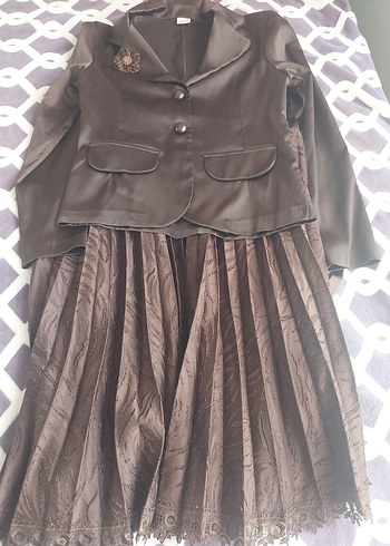 Kahverengi Pilili Uzun Kadın Takım - Görsel 4