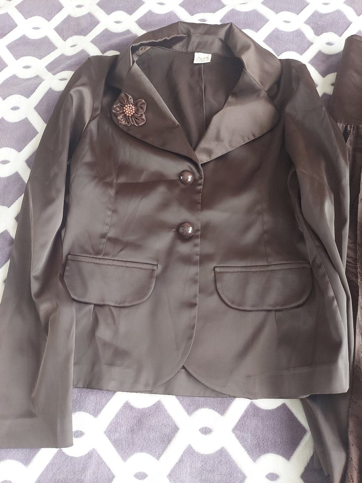 Kahverengi Pilili Uzun Kadın Takım - Görsel 3