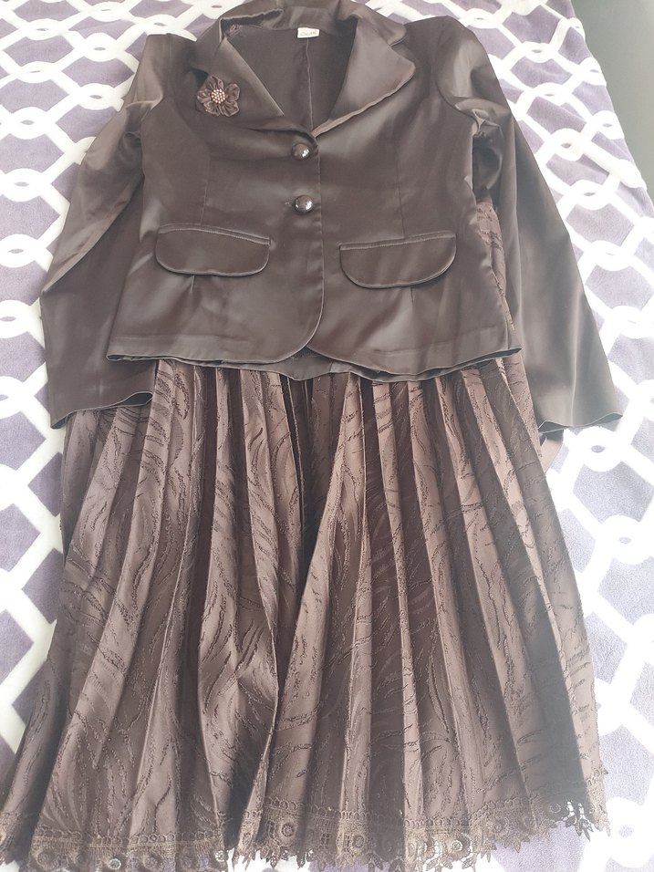 Kahverengi Pilili Uzun Kadın Takım - Görsel 4