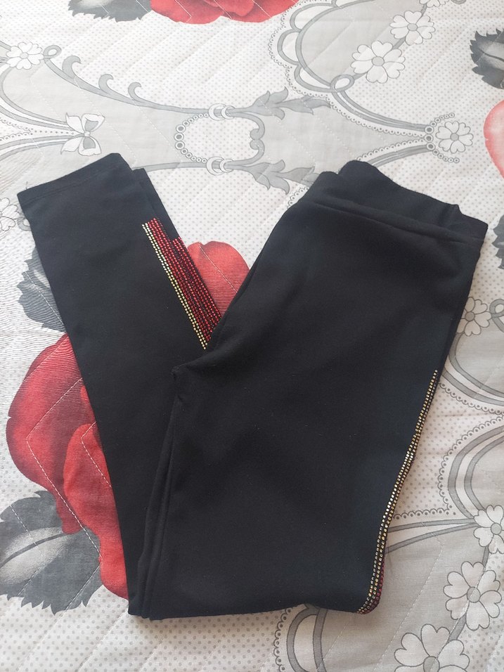 Kadın Siyah Baskılı Midi Tayt - Görsel 4