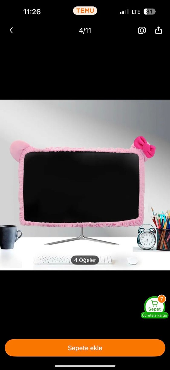 Pembe Monitör Ekran Koruyucu Kılıf - Görsel 2