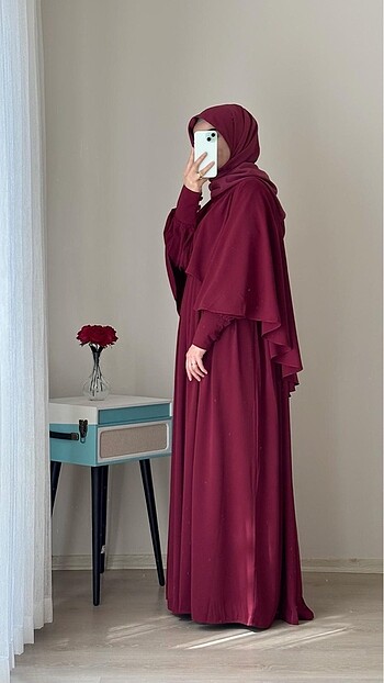Diğer LALEZAR PELERİNLİ ELBİSE-BORDO