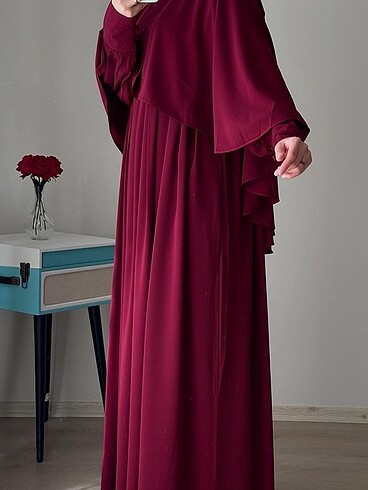 m Beden bordo Renk LALEZAR PELERİNLİ ELBİSE-BORDO