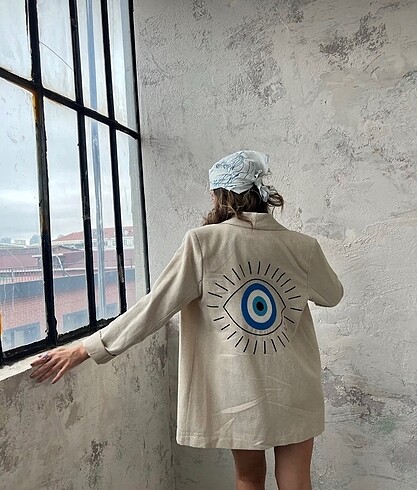m Beden ten rengi Renk Nakışlı blazer ceket