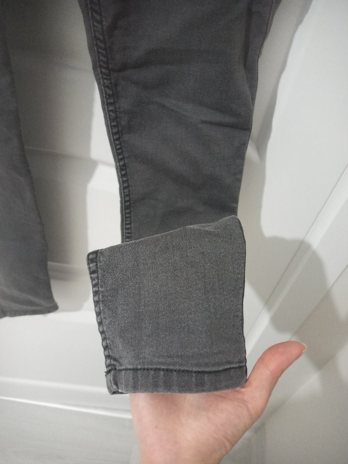 Gri İnce Kesim Kadın Denim Pantolon - Görsel 3