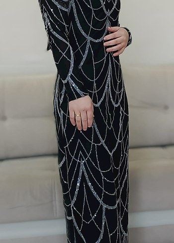 Siyah Yılan Desenli Uzun Gotik Abiye Elbise