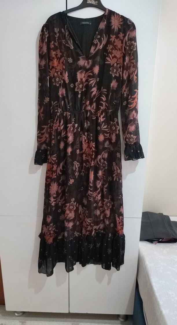 Kahverengi Bohem Uzun Elbise - Görsel 2