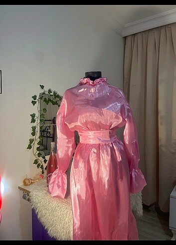 m Beden BRİDE PARTY TESETTÜR PEMBE ABİYE