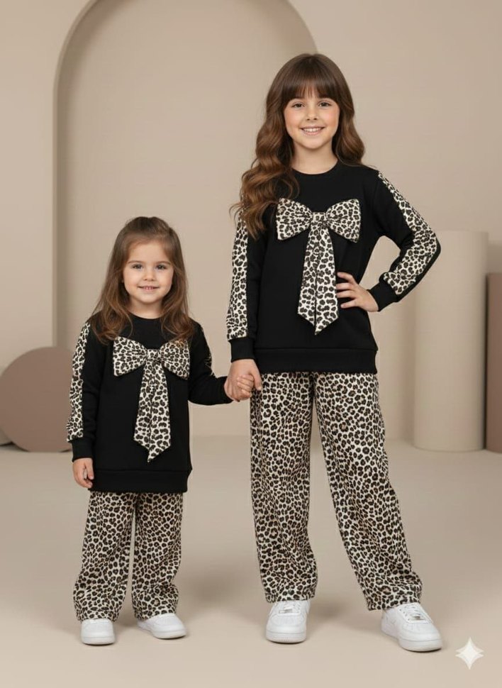 Mor Leopar Desenli Kız Eşofman Takımı - Görsel 5