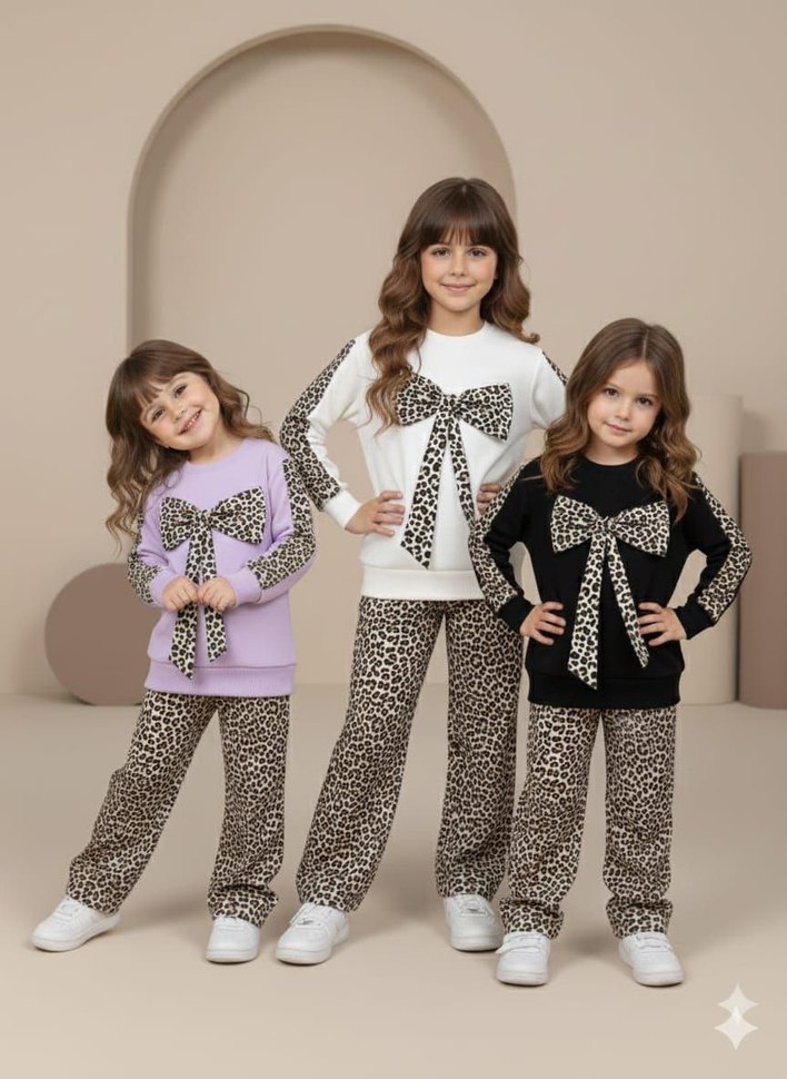 Mor Leopar Desenli Kız Eşofman Takımı - Görsel 4