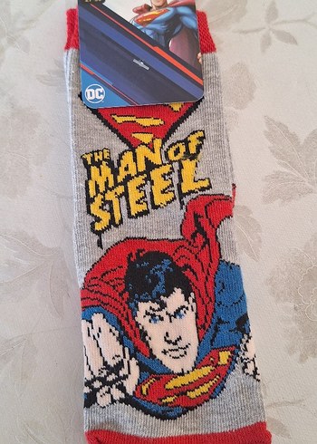 Gri Superman Baskılı Erkek Çorap - Görsel 2