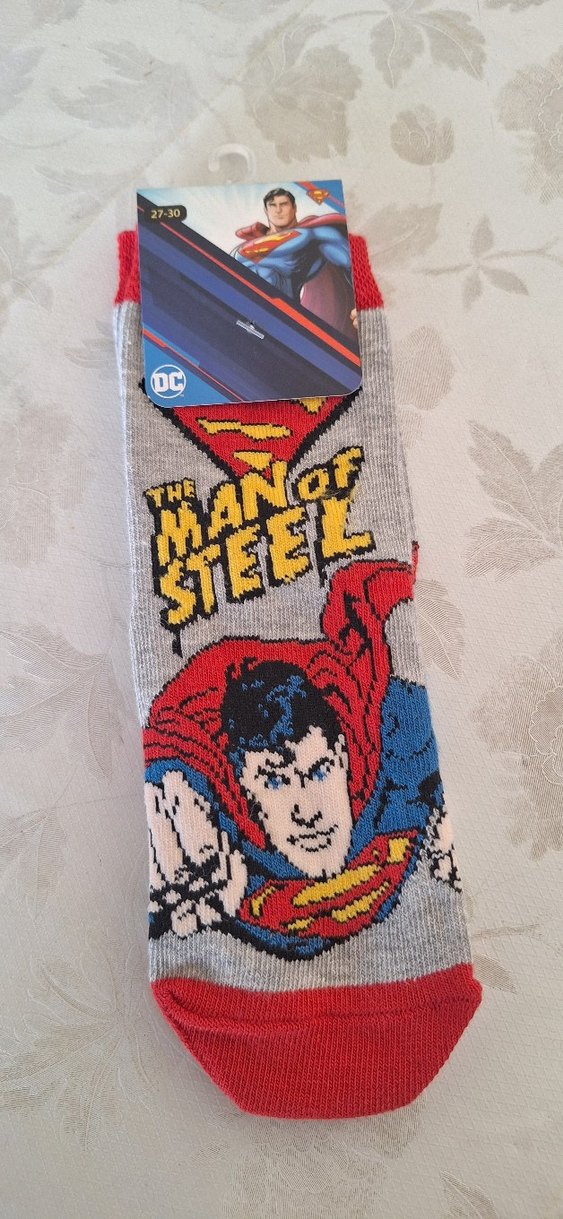 Gri Superman Baskılı Erkek Çorap - Görsel 2