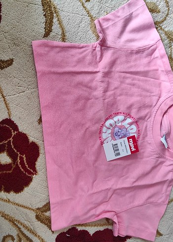 Kız Çocuk Pembe Baskılı Kısa Kollu Tişört - Görsel 3