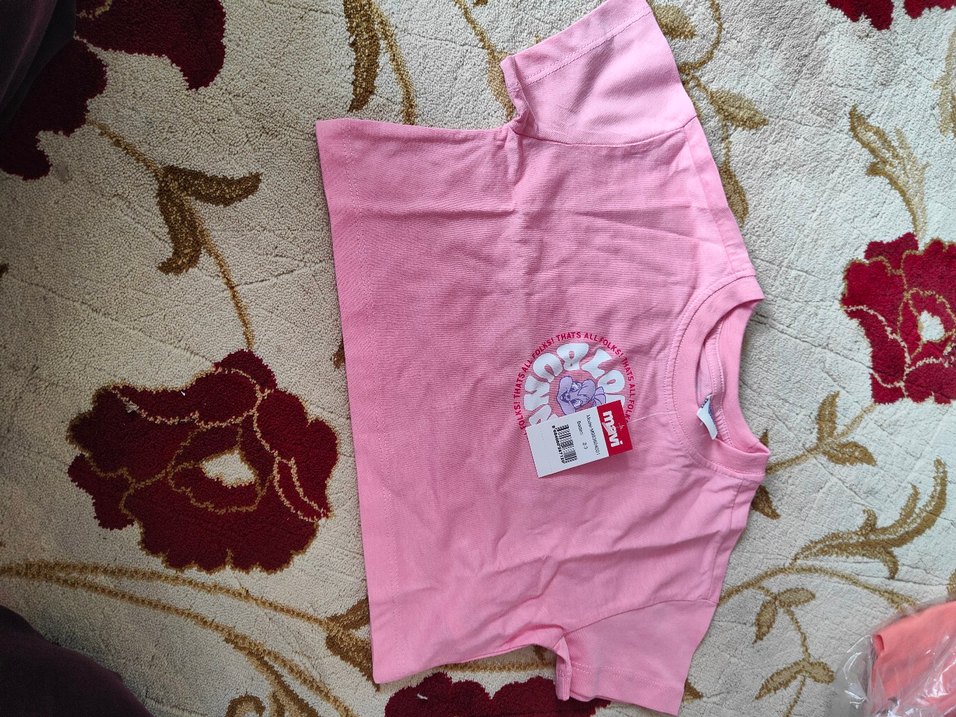 Kız Çocuk Pembe Baskılı Kısa Kollu Tişört - Görsel 3