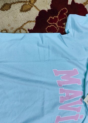 Mavi Baskılı Kız Tişörtü, Kısa Kollu - Görsel 3