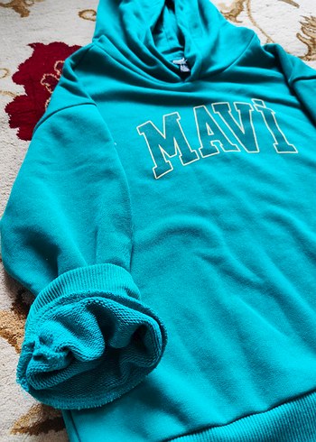 Mavi Kapüşonlu çocuk sweatshirt - Görsel 2