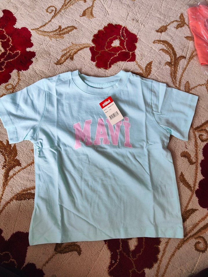 Mavi Baskılı Kız Çocuk Tişörtü - Görsel 3