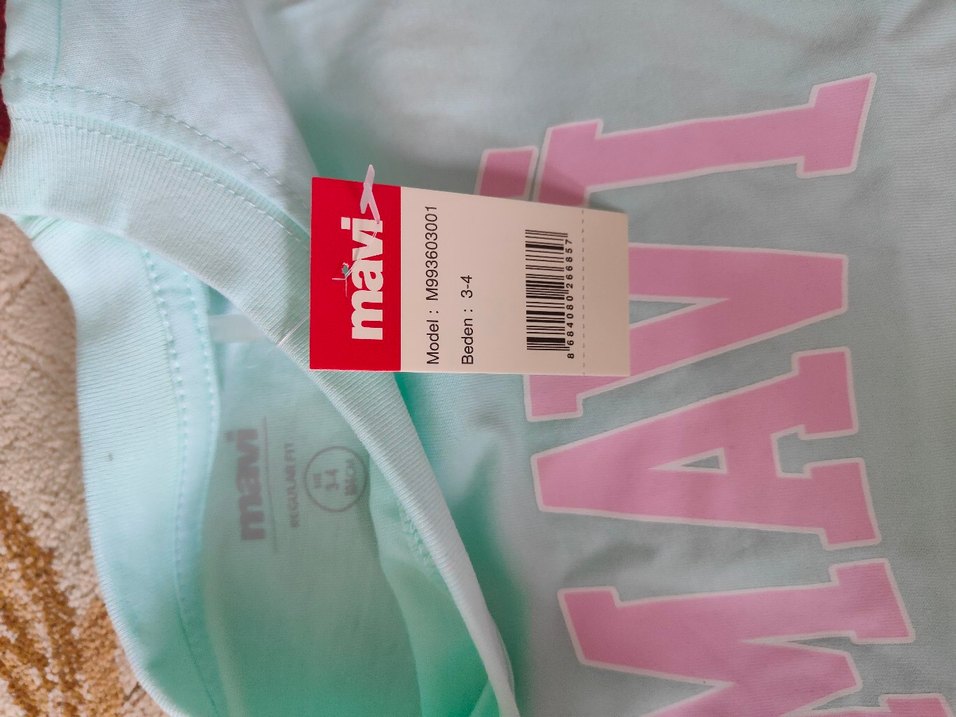 Mavi Baskılı tişört orijinal sıfır kullanılmamış 3/4 yaş - Görsel 2