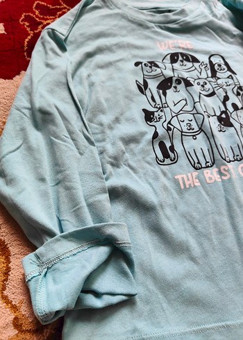 Mavi Uzun Kollu kız çocuk sweatshirt - Görsel 2