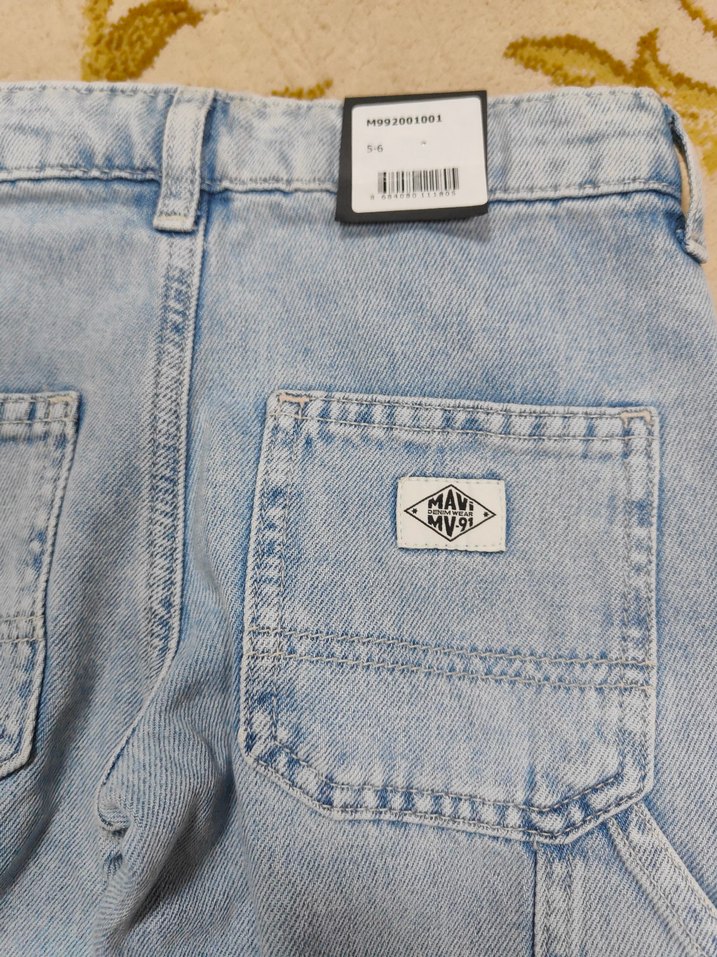 Kız Çocuk Mavi Denim Pantolon - Görsel 3