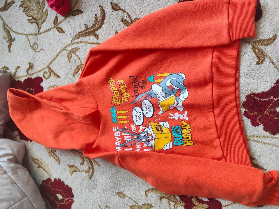 Kız Çocuk Kapüşonlu Renkli Baskılı Sweatshirt - Görsel 2