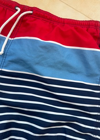 h&m Renkli Çizgili Erkek Mini Deniz Şortu - Görsel 9