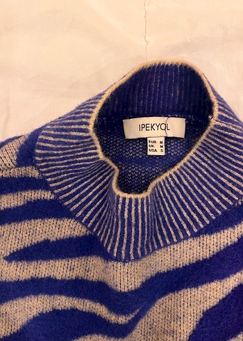 m Beden İpekyol Zebra Desenli Kadın Boğazlı Kazak