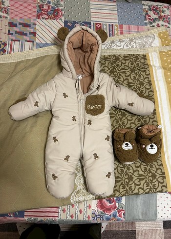 Kahverengi Kapüşonlu Bebek Astronot Tulumu - Görsel 2