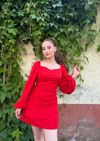 Zara Kirmizi Mini Elbise