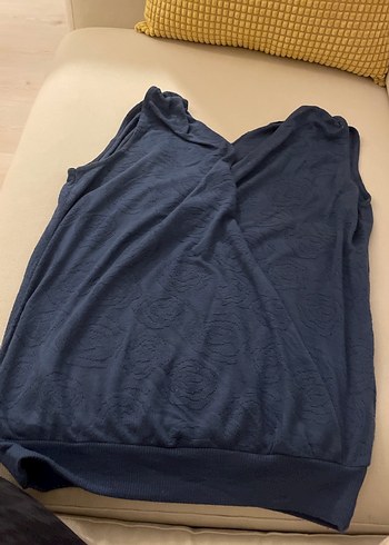 Koyu Mavi anvelop içi kendiliğinden atletli bluz - Görsel 3