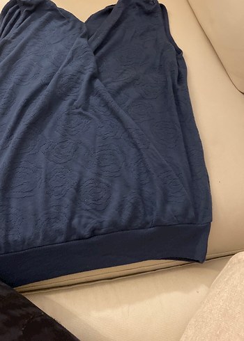 Koyu Mavi anvelop içi kendiliğinden atletli bluz - Görsel 4