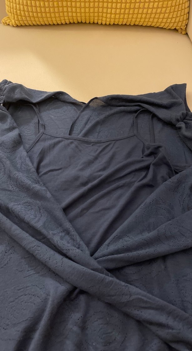 Koyu Mavi anvelop içi kendiliğinden atletli bluz - Görsel 5