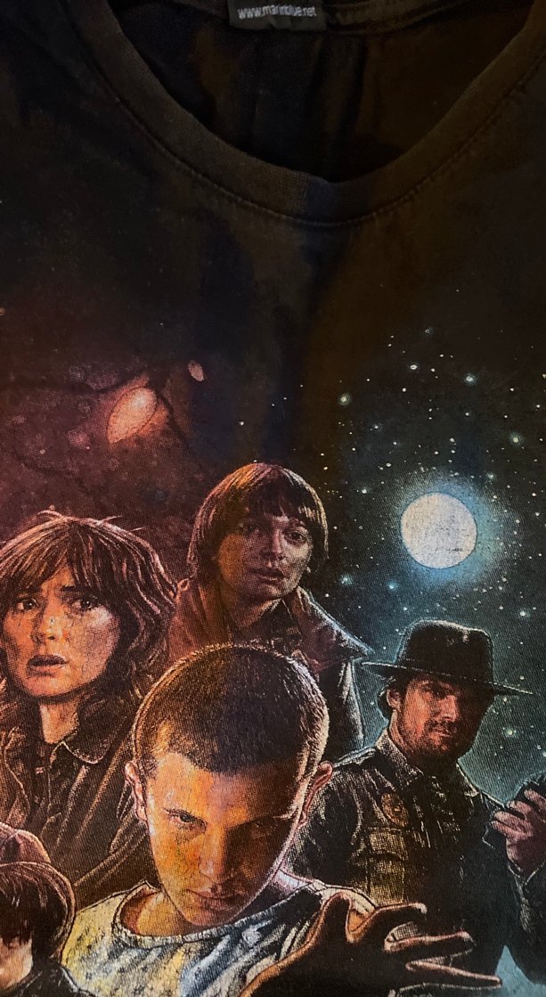 Stranger Things Baskılı Siyah Kısa Kollu Tişört - Görsel 4